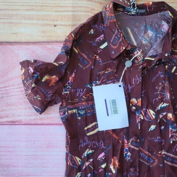 NWT Alexa Chung Burgundy Bon Voyage Habotai‎ Silky Maxi Shirt Dress Size 6US - Picture 4 of 9